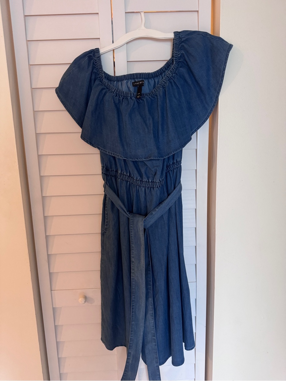 Lane Bryant Chambray Off-Shoulder Belted Dress - Blue- Size 14-16
